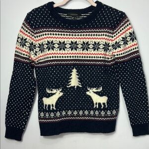 Atmosphere Wool Blend Navy and Cream Sweater